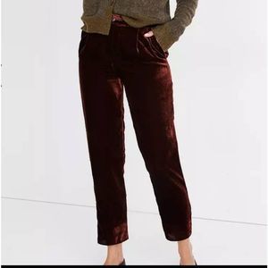 Madewell Burgundy Velvet Pants Women's XS